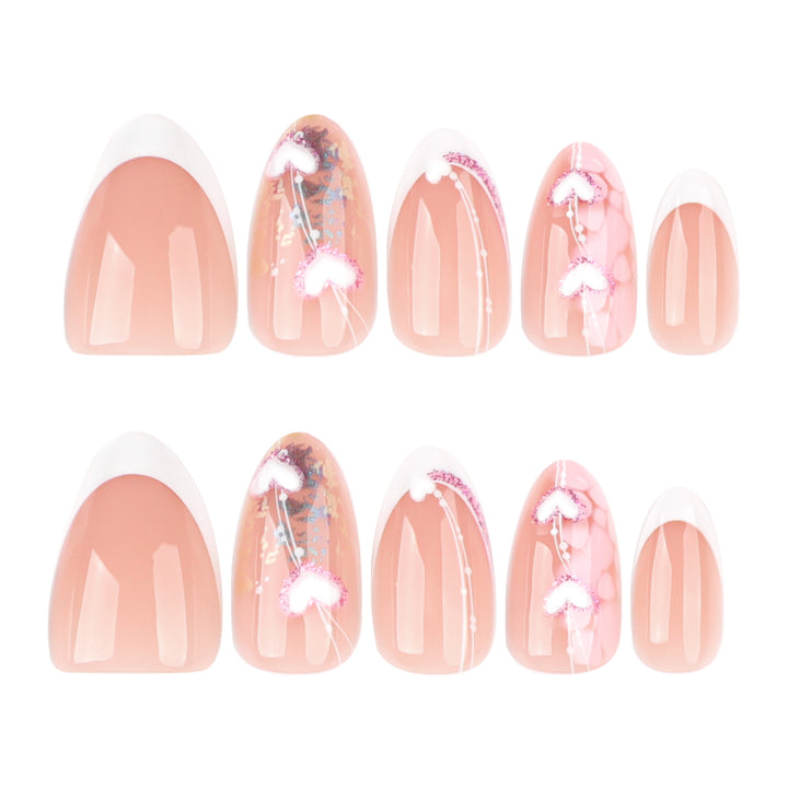 Artistic Gel Nails with Romantic Heart Designs Bowlift