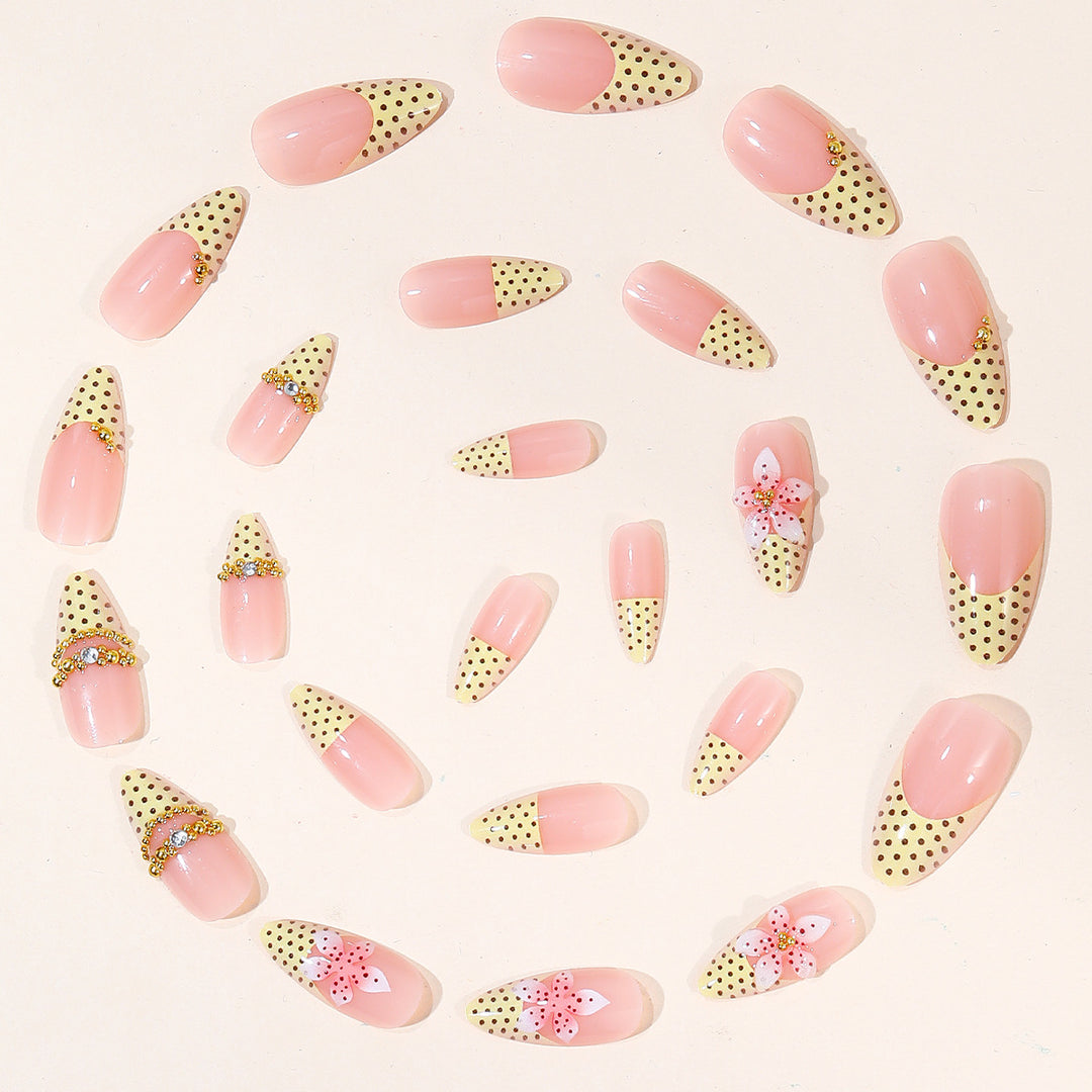 Artistic 3D Floral Accent Stiletto Nail Art Extensions Bowlift