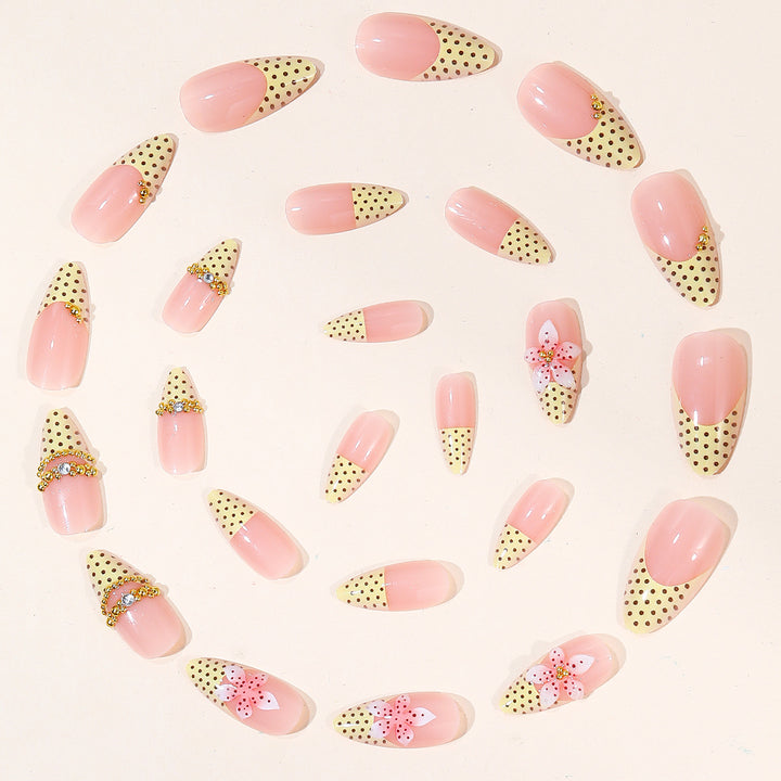 Artistic 3D Floral Accent Stiletto Nail Art Extensions Bowlift