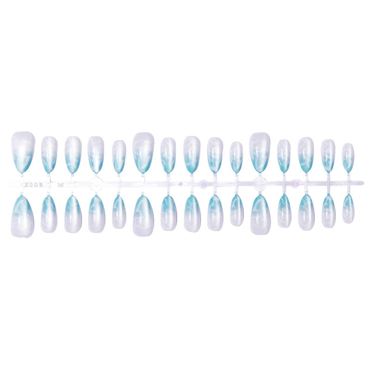Premium Gel Press-On Nail Set with Ocean-Inspired Design Bowlift