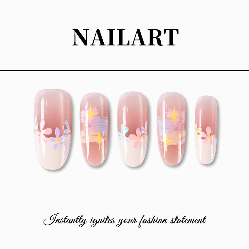 Floral Decorative Press-On Nail Set Bowlift