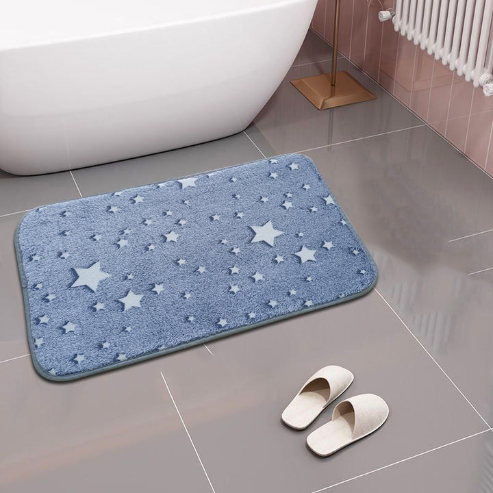 Star-Patterned Plush Bath Mat Bowlift