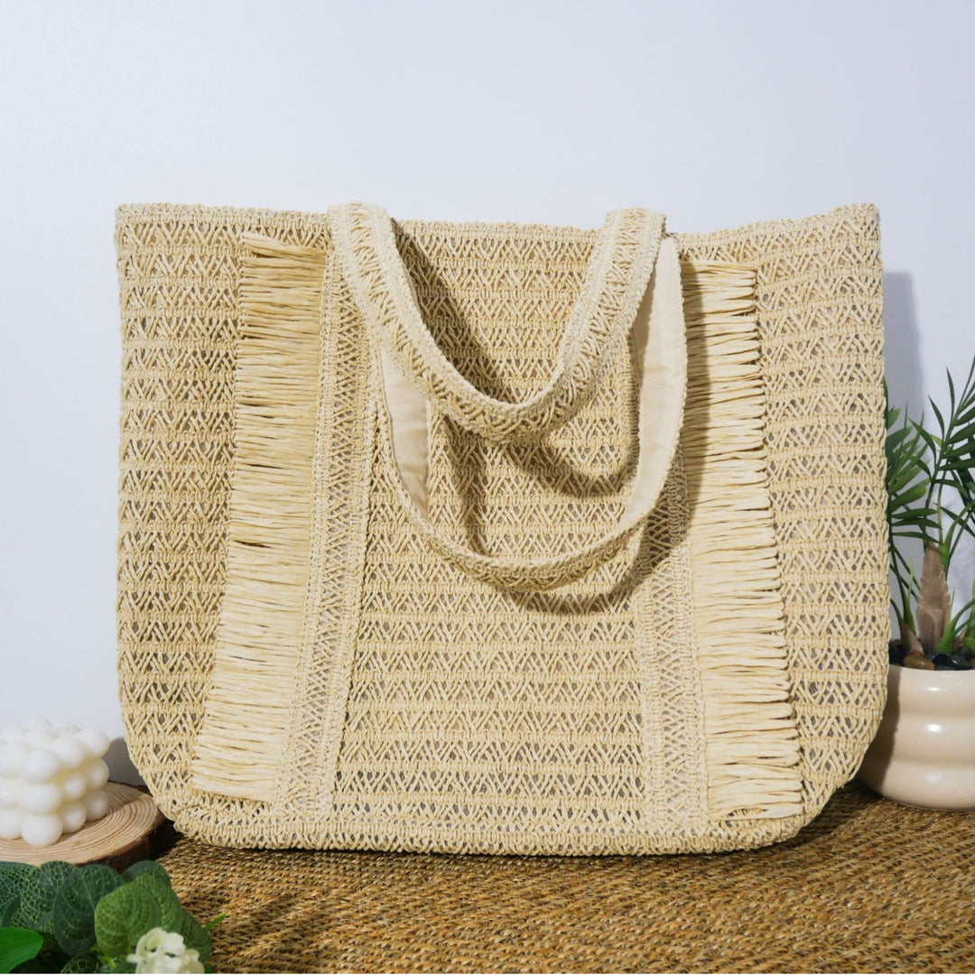 Large Raffia Bag in Natural Style Bowlift