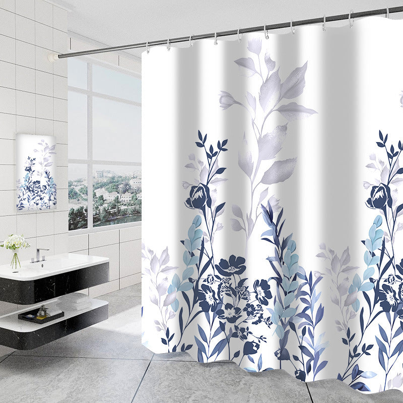 Women's Floral Design Shower Curtain Bowlift