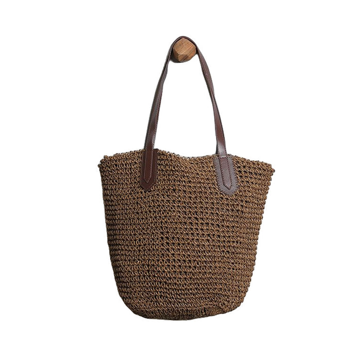 Generous wicker tote bag with leather handles Bowlift