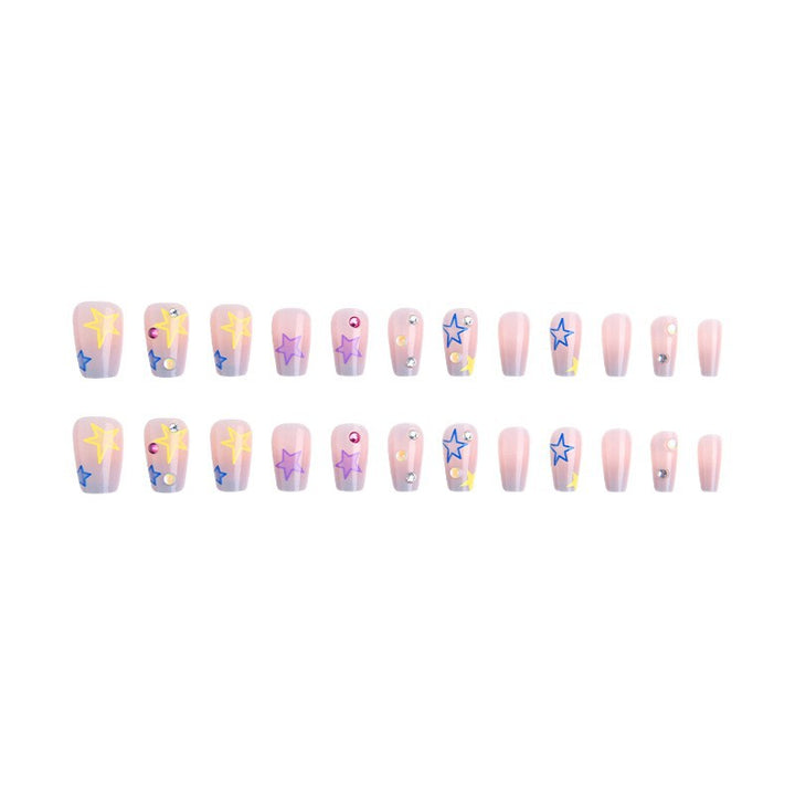 Artificial nail set with elegant blooming decorations and delicate ombre effect Bowlift