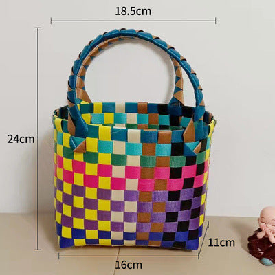 Handmade Basket Bag In Checked Design Bowlift