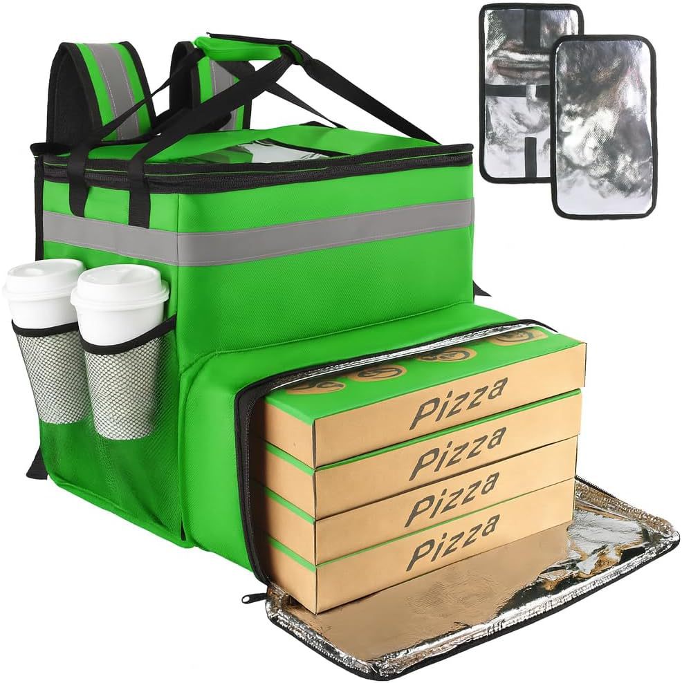 Women's Insulated Pizza Delivery Bag with Drink Holders and Reflective Elements Bowlift