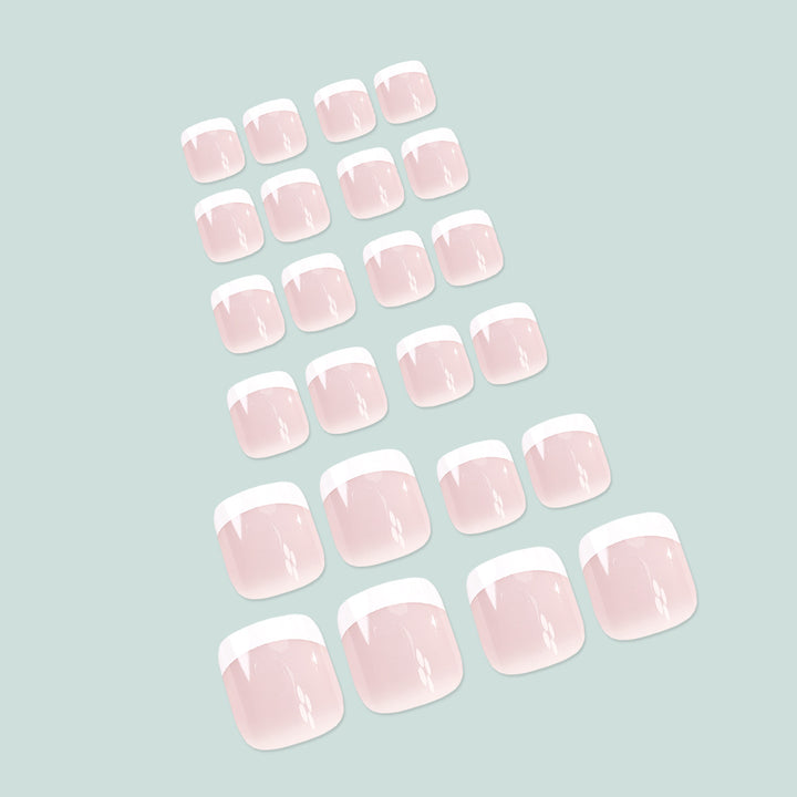 Elegant French Tip Press-On Toenails Bowlift