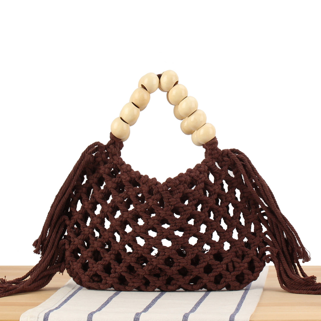 Handmade Macrame Bag with Wooden Handles Bowlift