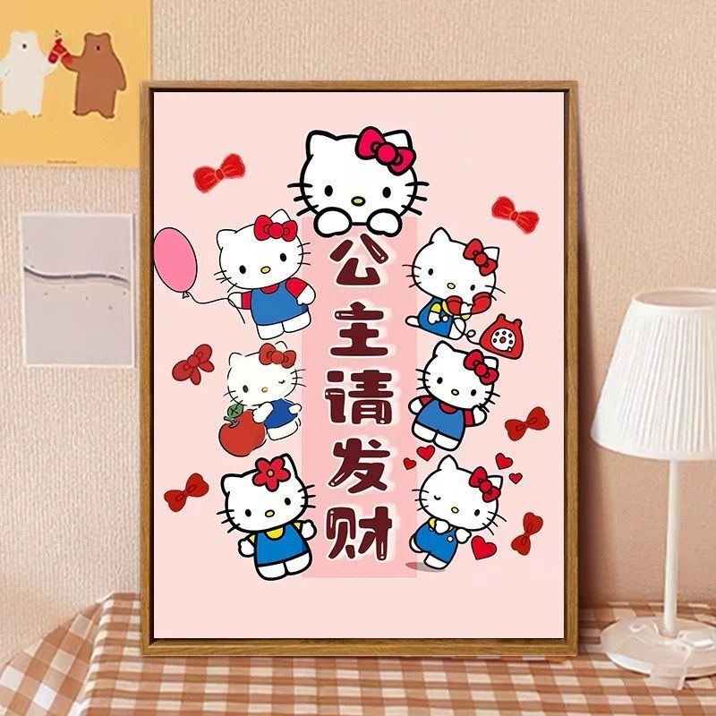 Hello Kitty-Inspired Cartoon Wall Art Print Bowlift