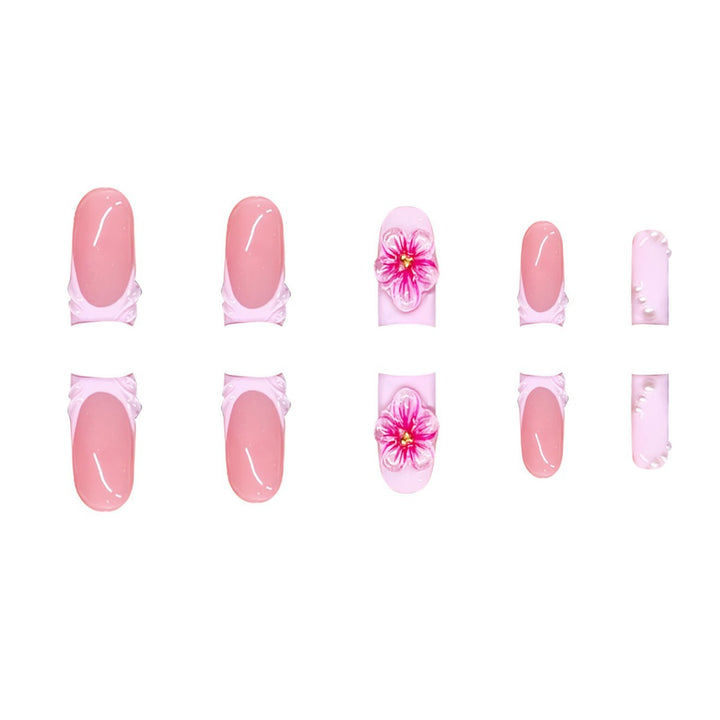 Premium 3D Floral Press-On Nail Art Bowlift