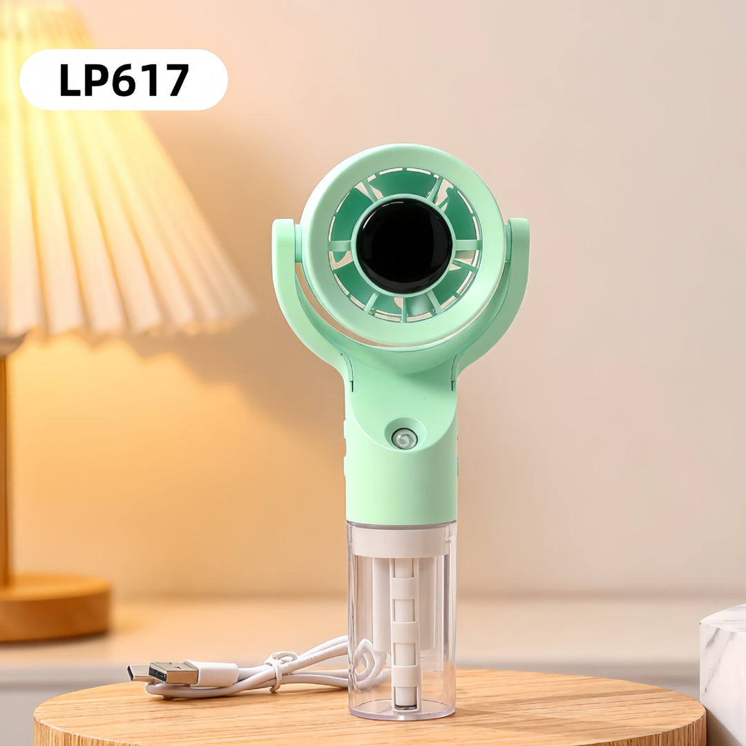 Women Portable Spray Fan with USB Charging Function and Ergonomic Handle Bowlift