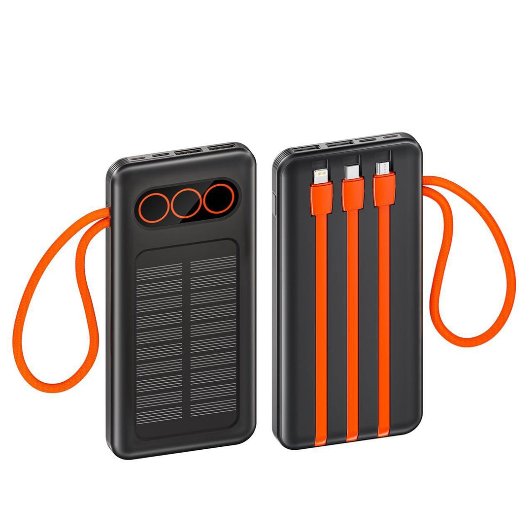 Portable Solar Power Bank with Integrated Charging Cables and Fast Charging Function Bowlift
