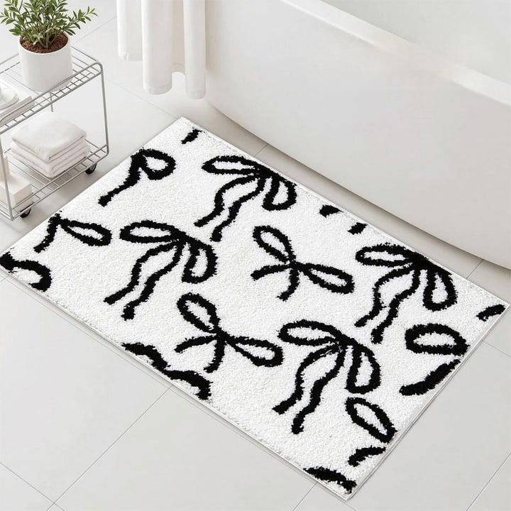 Decorative Bow-Themed Bath Mat