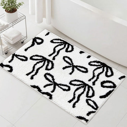 Decorative Bow-Themed Bath Mat