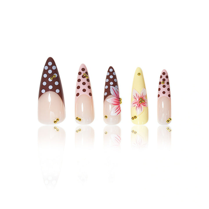 Elegant Floral Stiletto Nail Enhancements Bowlift