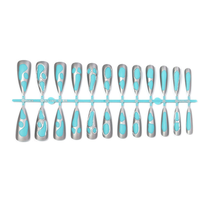 Acrylic nail set with modern geometric designs Bowlift