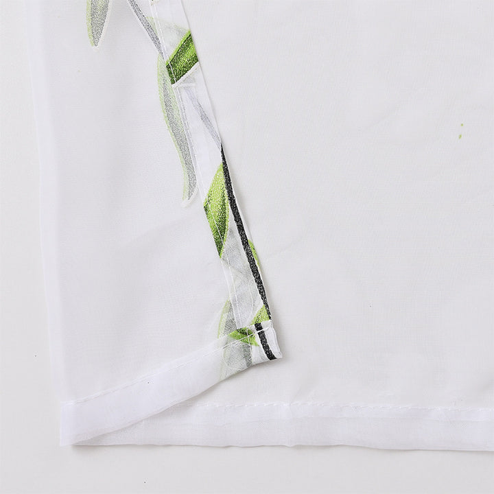 Sheer Leaf-Patterned Window Drapery