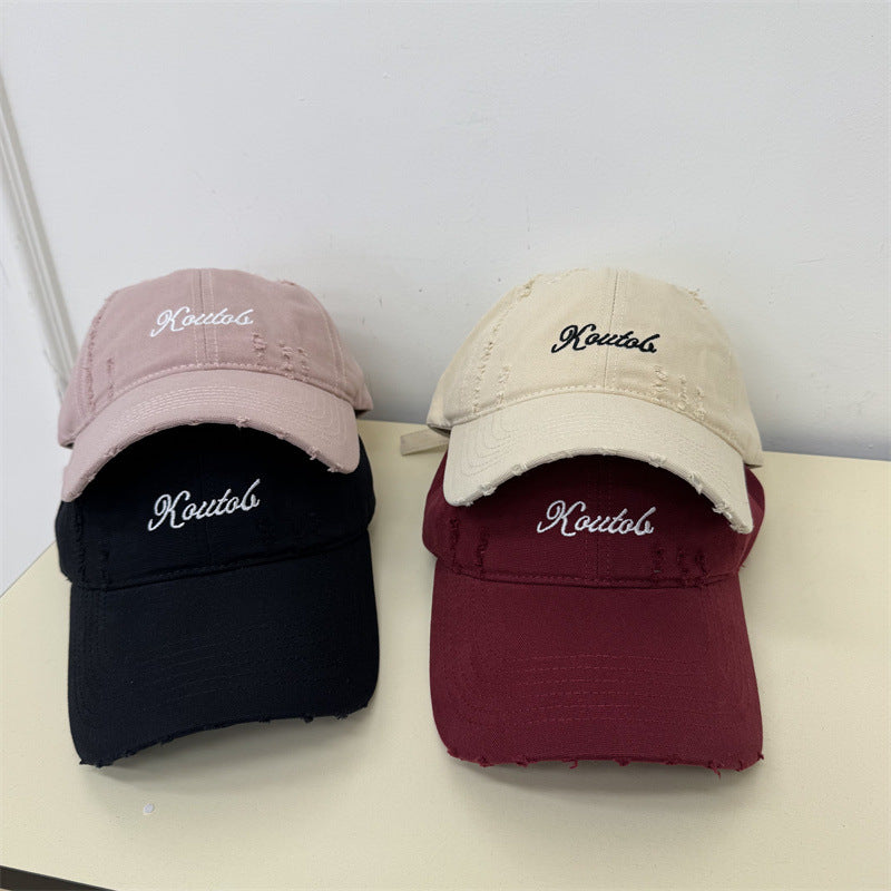 Men's Distressed Cotton Baseball Cap Bowlift 1783921814