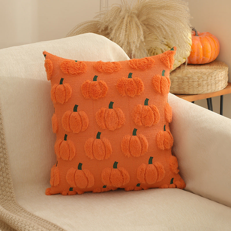 Plush Pumpkin Motif Decorative Pillow