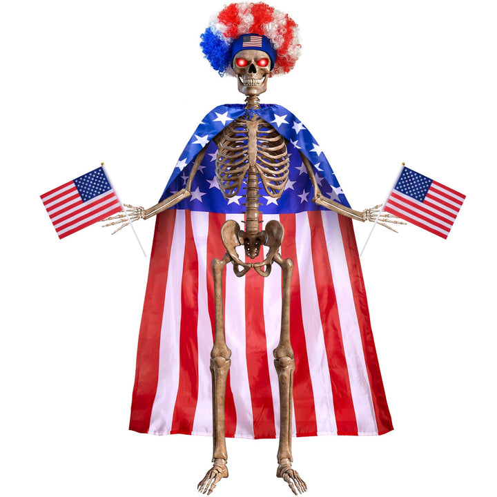 Unisex nan life-size poseable patriotic skeleton decoration Bowlift