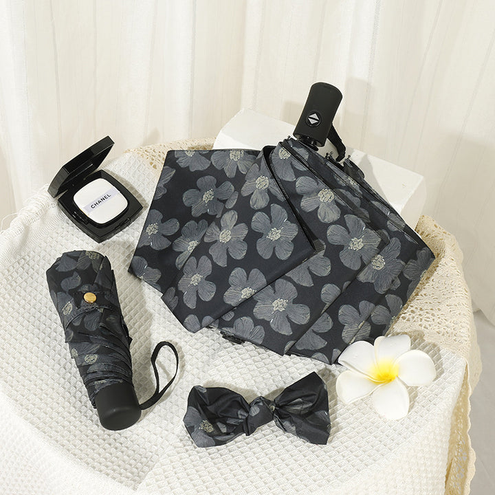 Ladies Mini Folding Umbrella with Elegant Floral Print Bowlift