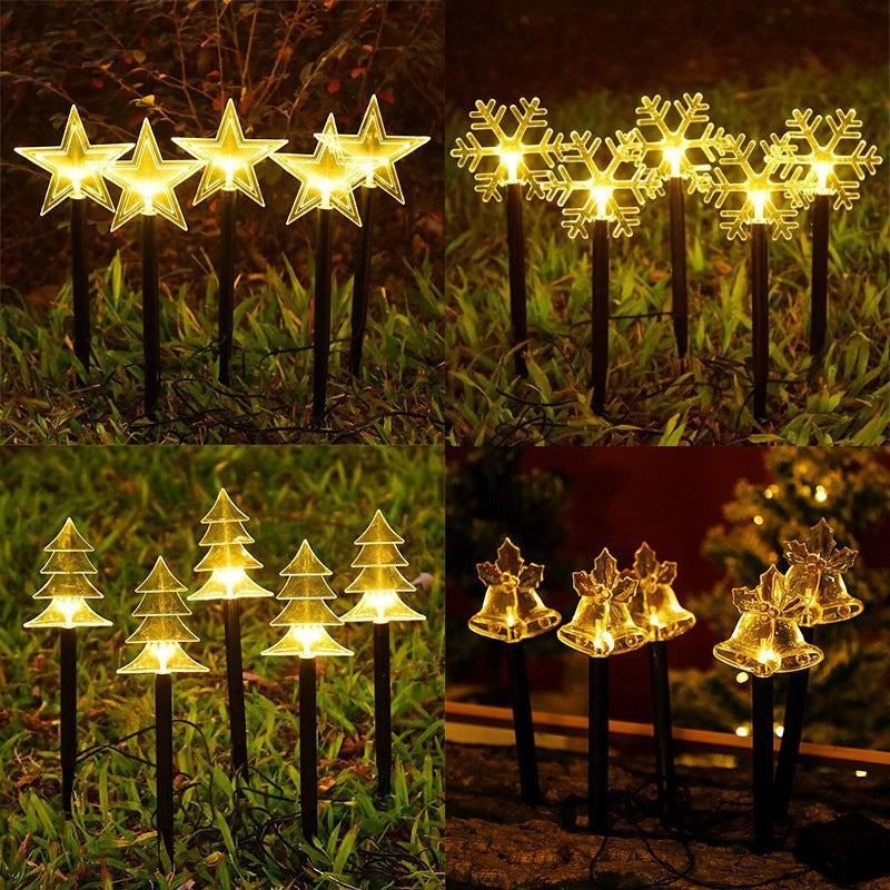 Acrylic Holiday Motif Solar Pathway Stake Lights With Warm LED And Ground Spike Bowlift