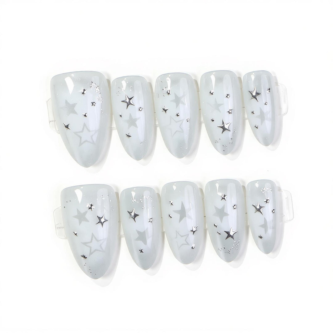 Starry Themed Press-On Nail Art Bowlift
