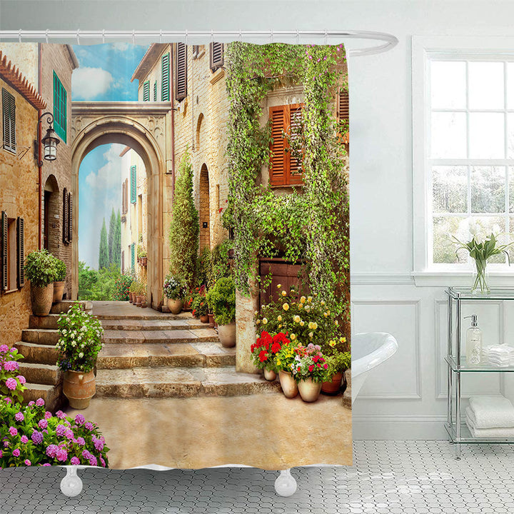 Floral Lane-Inspired Shower Curtain Bowlift