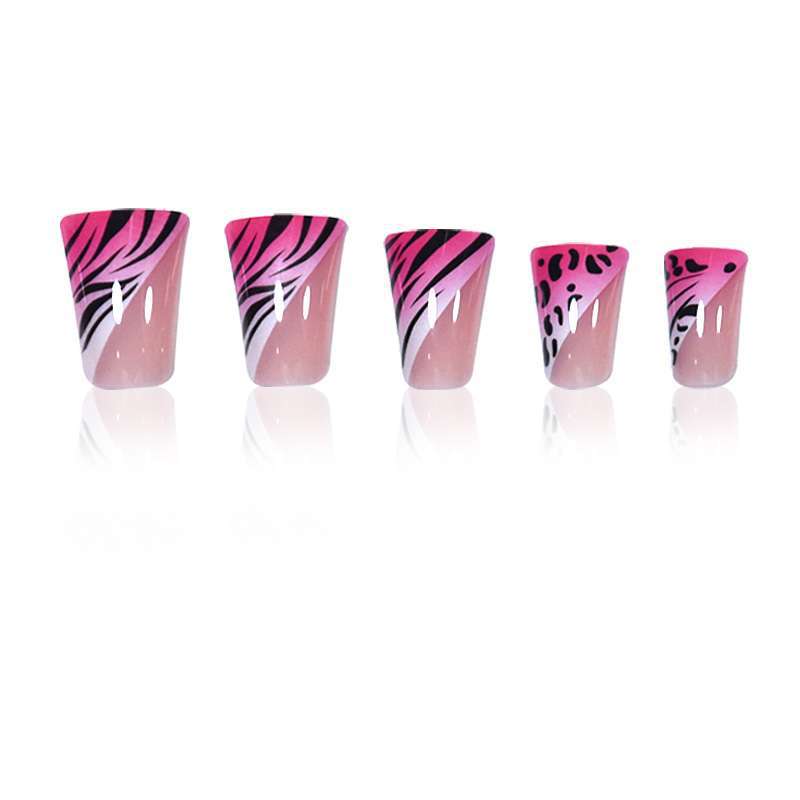 Artistic Stiletto Press-On Nail Set with Animal Print Accents Bowlift