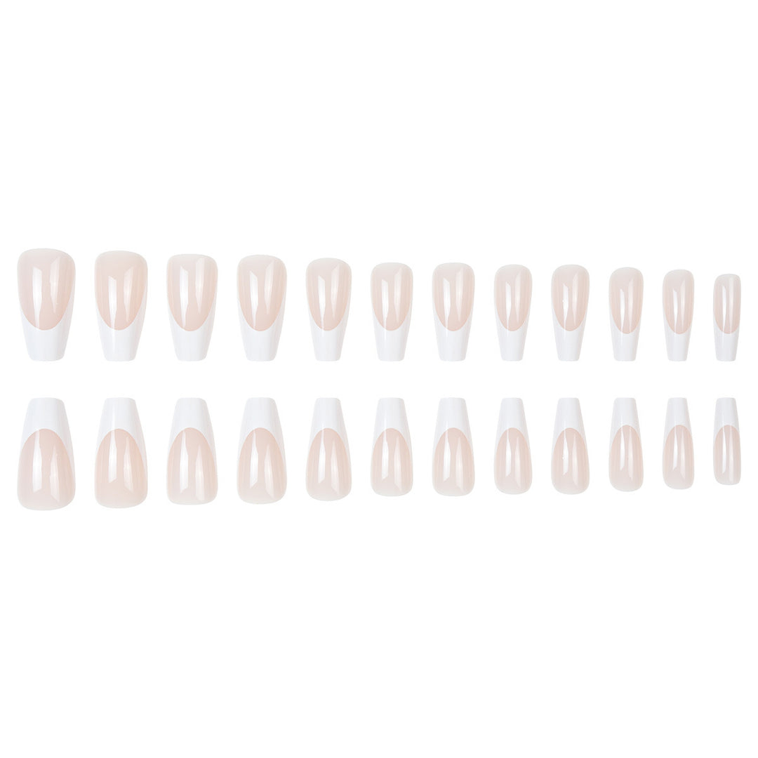French Tip Long Press-On Nails Bowlift