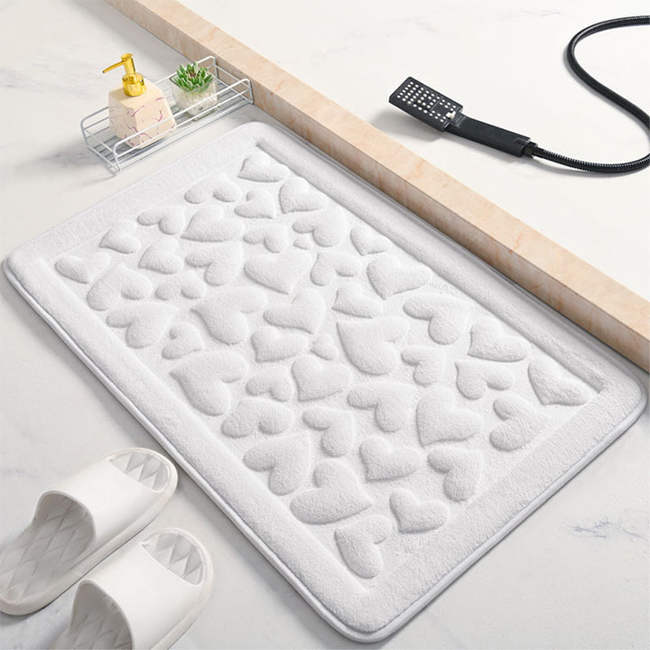 Heart Pattern Memory Foam Bath Mat