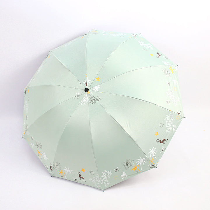 Women's Folding Umbrella with Animal Print Bowlift