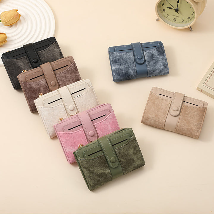 Textured Multi-Pocket Snap Closure Wallet Bowlift