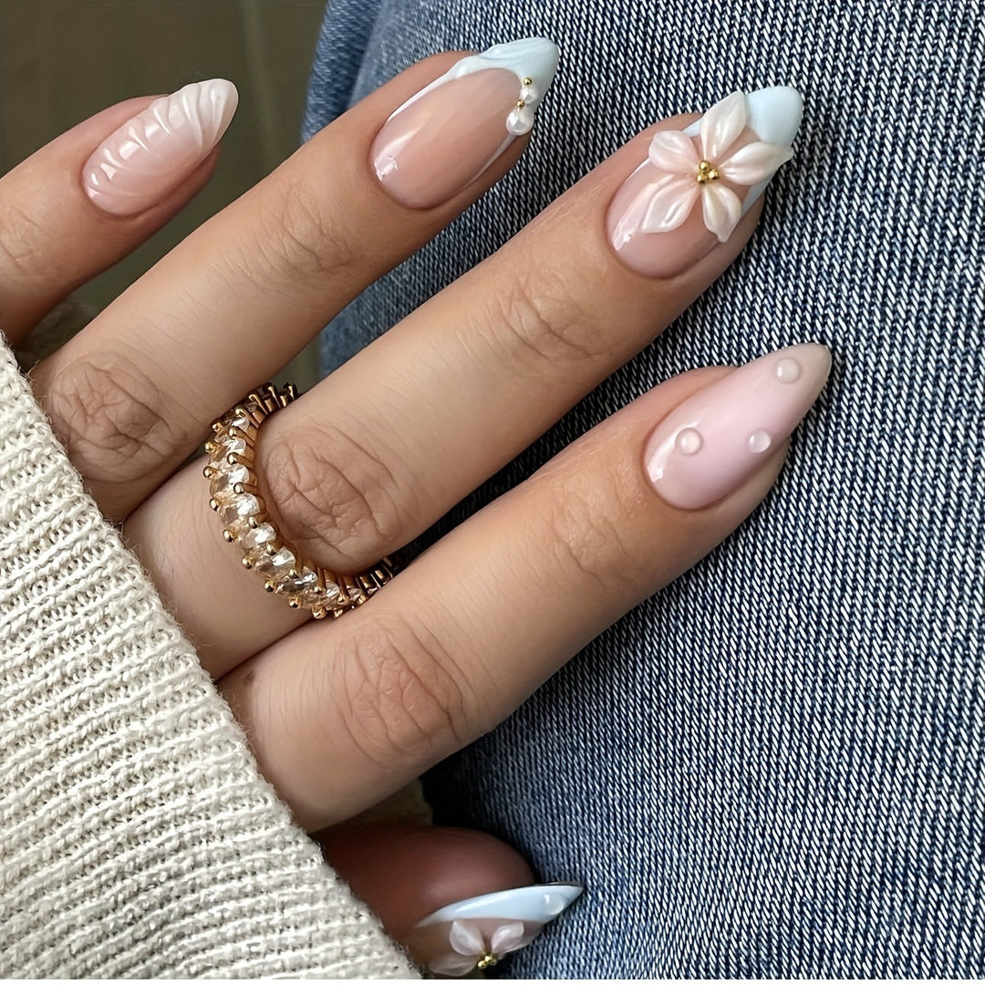 Artistic Floral Nail Enhancements Bowlift