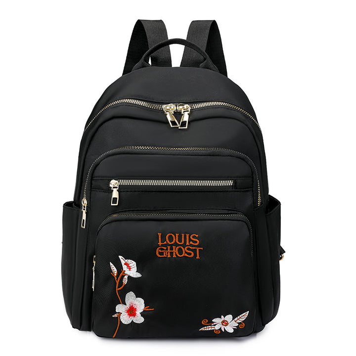 Embroidered Multi-Pocket Backpack