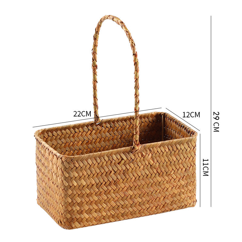 Handwoven Natural Fiber Carrying Basket Bowlift