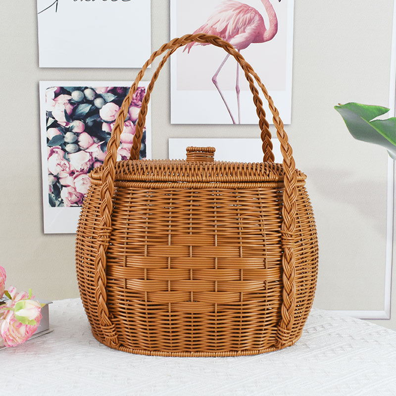 Handcrafted Wicker Storage Basket Bowlift