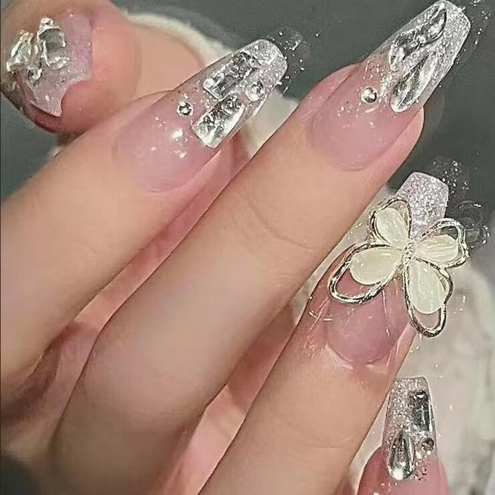 Floral and Butterfly Design Press-On Nails Bowlift