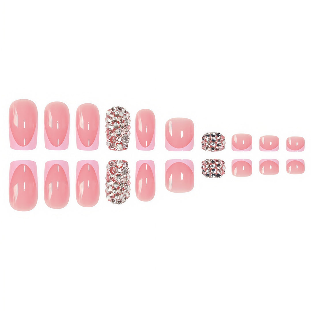Glamorous French Tip Press-On Nail Set Bowlift
