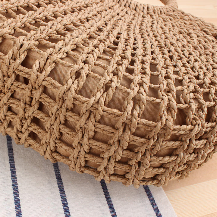 Handbag Made of Handwoven Wicker with Elegant Round Handle Bowlift