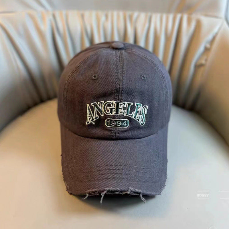 Women's Distressed Vintage-Style Adjustable Baseball Cap Bowlift