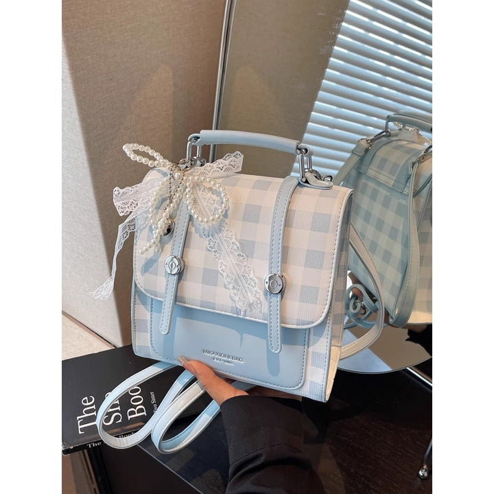 Stylish Checkered Mini Satchel Bag Bowlift