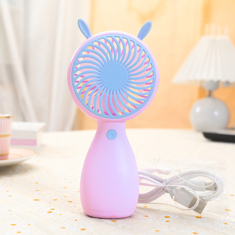 Women's Portable Mini Fan with Animal Ears and USB Charging Function Bowlift