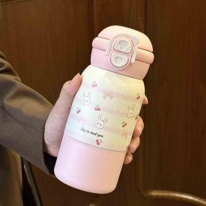 Women's insulated drinking bottle with secure pressure closure and playful animal design Bowlift