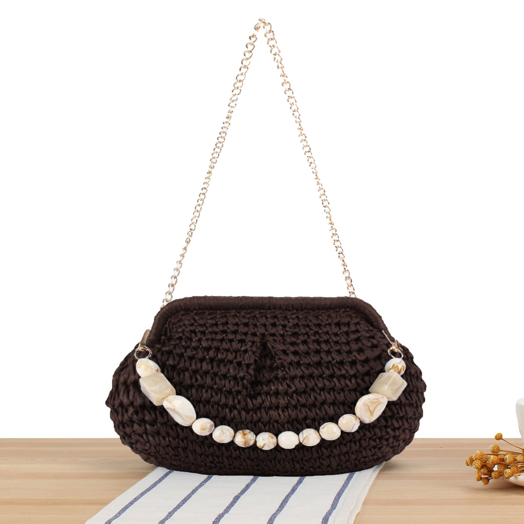Braided Clutch with Pearl Accent Bowlift