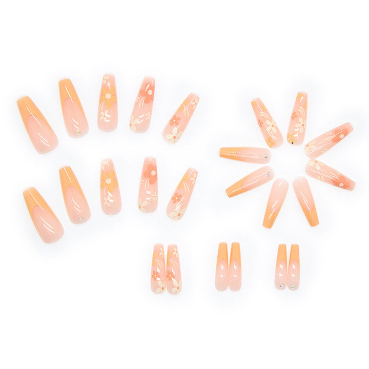 Artificial nail set with floral acrylic decorations Bowlift