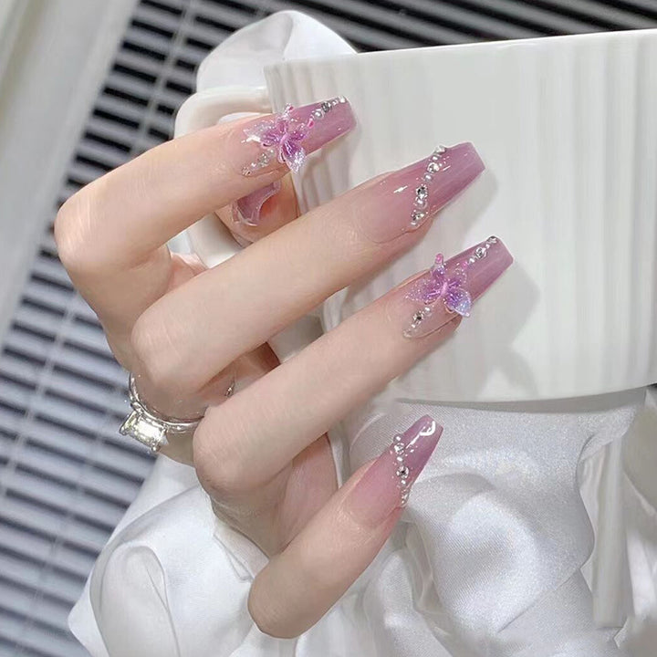 Artificial nails with elegant lilac design Bowlift