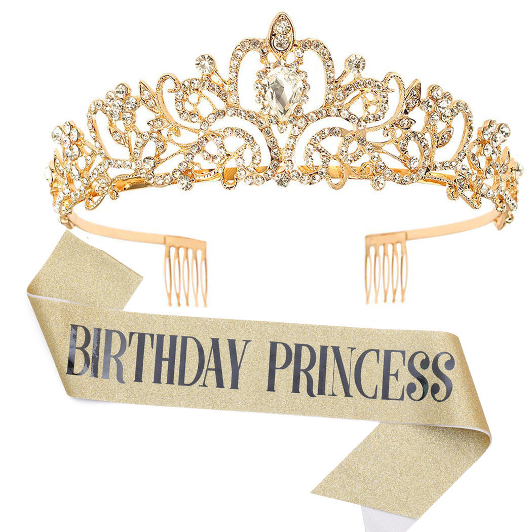 Women's Birthday Sash with Glitter Design Bowlift